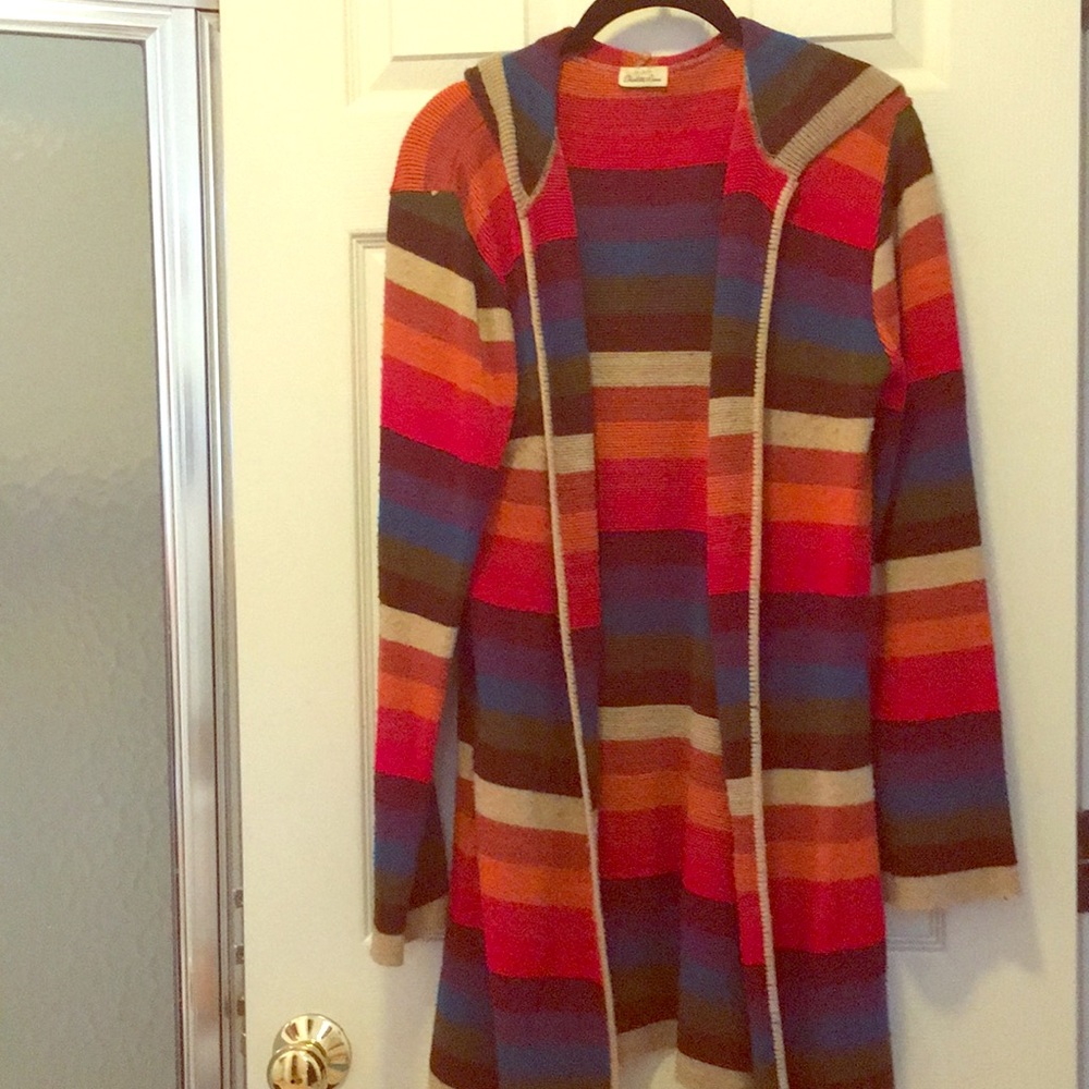 Charlotte Russe striped hooded cardigan